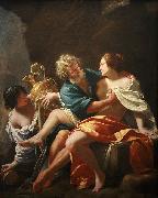 Simon Vouet Loth and his daughters, Simon Vouet oil painting on canvas